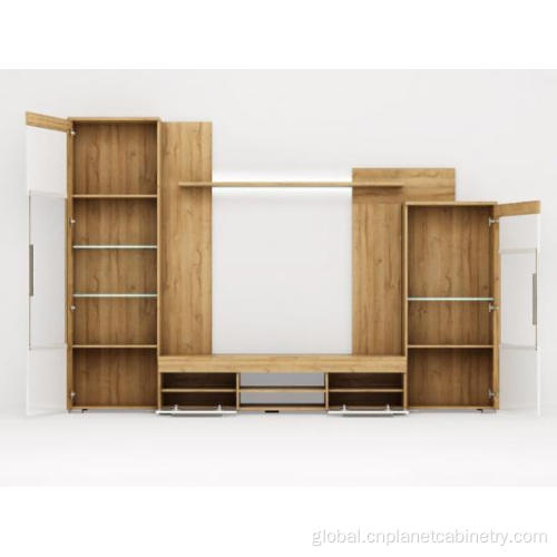 tv unit White Solid Wood Entertainment Center TV Stand Cabinet Manufactory